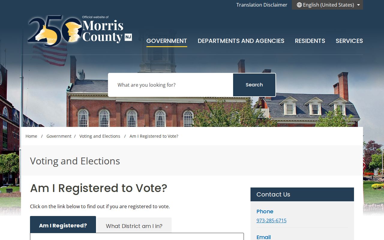 Rockaway Township resident directory Morris County voter status information