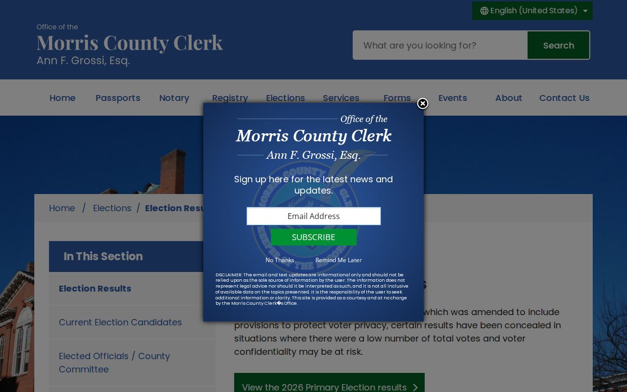 Rockaway Township neighbors election report access at Morris County