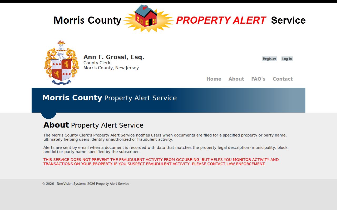 Rockaway Township previous residents property alert information from Morris County