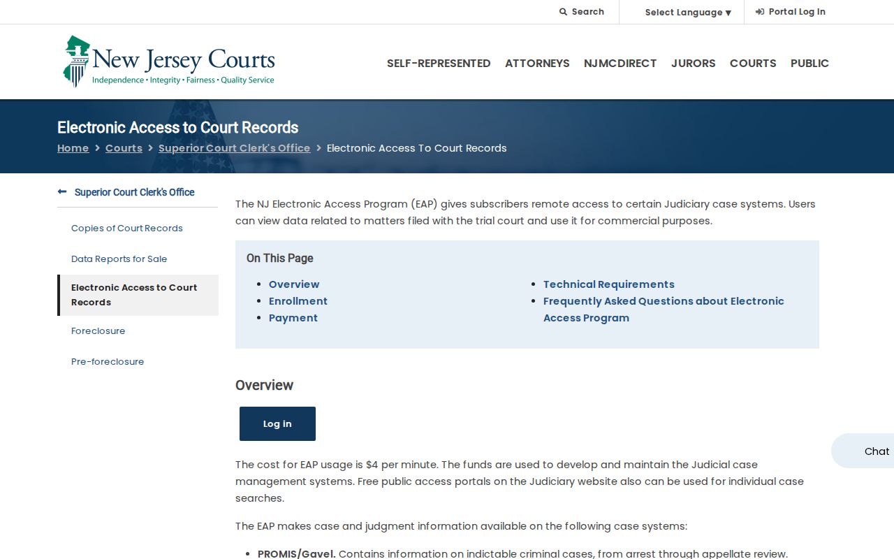 Rockaway Township resident lookup NJ Courts electronic access information