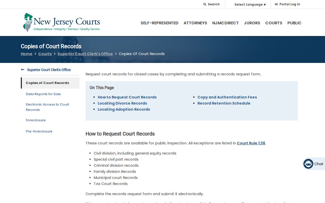 Rockaway Township resident lookup NJ Courts record copy request