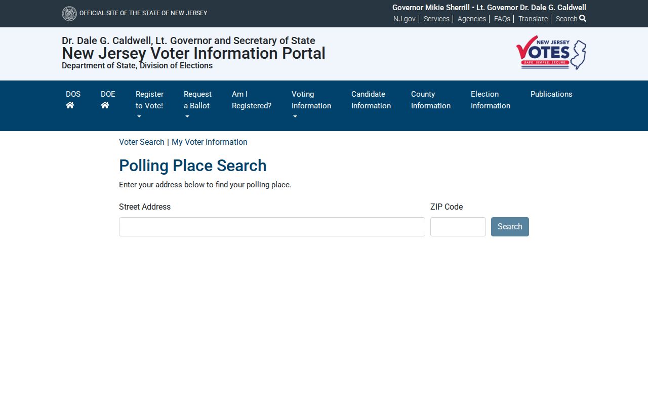 Rockaway Township ZIP code polling-place address search